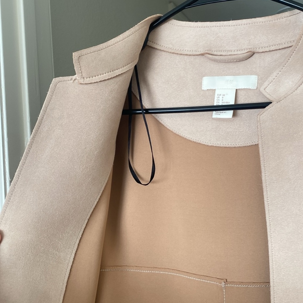 🌼 H&M Tan Longline Suede feeling/looking material Blush Coat - Picture 12 of 13